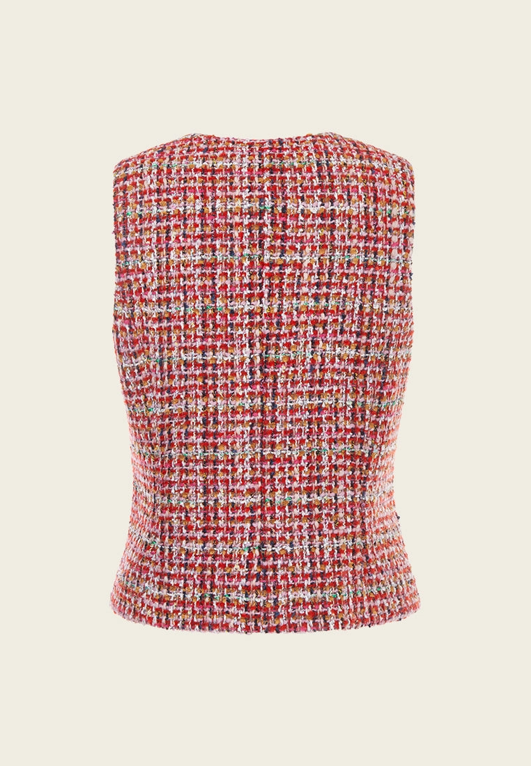 Checked Crystal Button Waistcoat