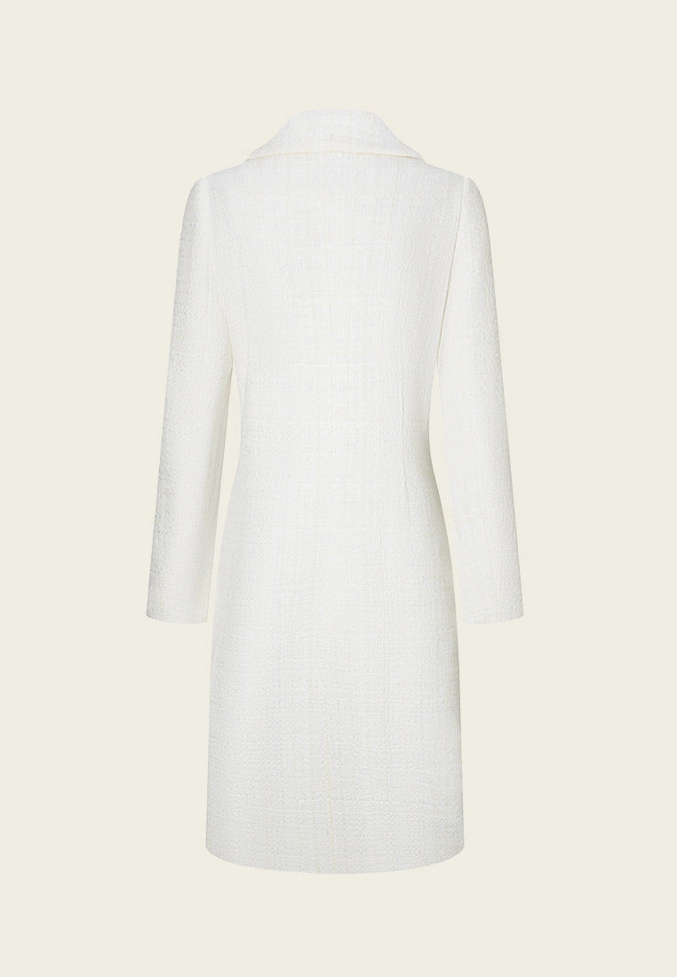 Checked Tweed Crystal and Pearl Embellished Coat