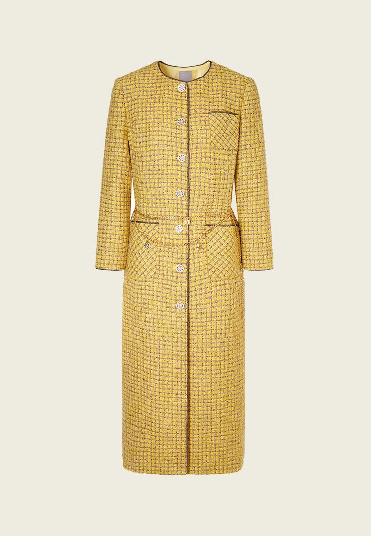 Checked Tweed Maxi Coat
