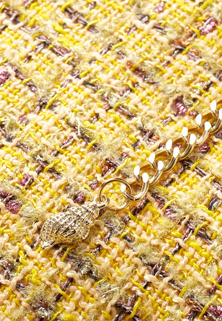 Checked Tweed Maxi Coat