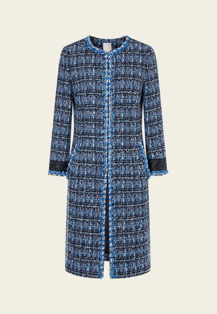 Checker Tweed Maxi Coat