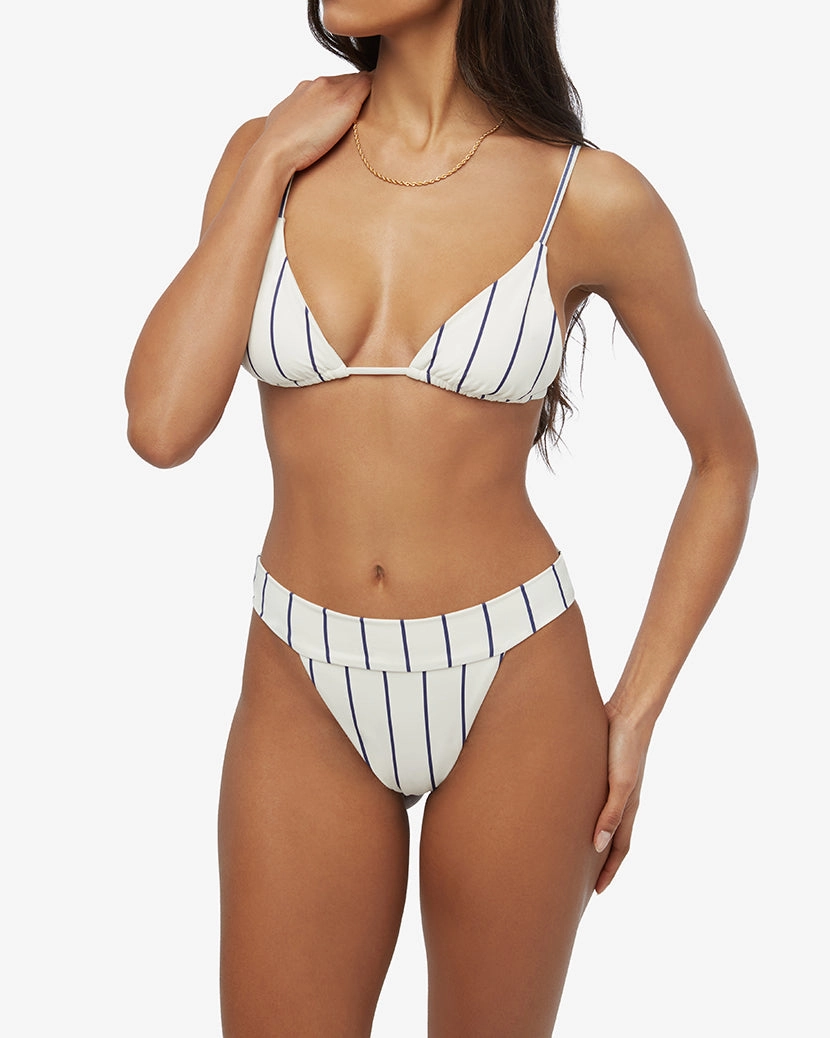 Cheeky High Leg Pinstripes Bikini Bottom