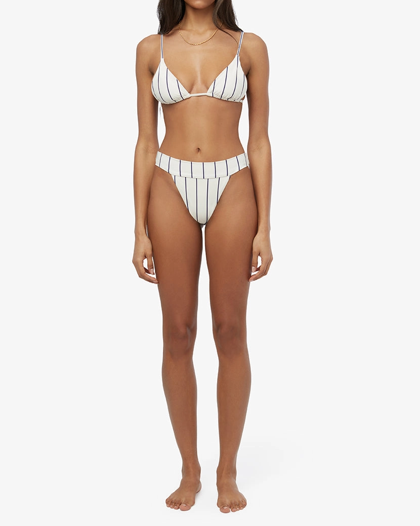 Cheeky High Leg Pinstripes Bikini Bottom