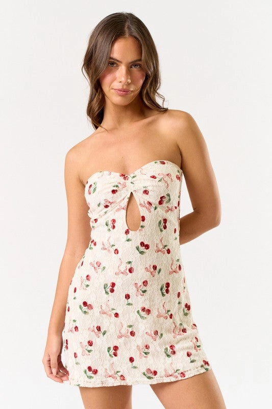 Cherry Picked Mesh Mini Dress