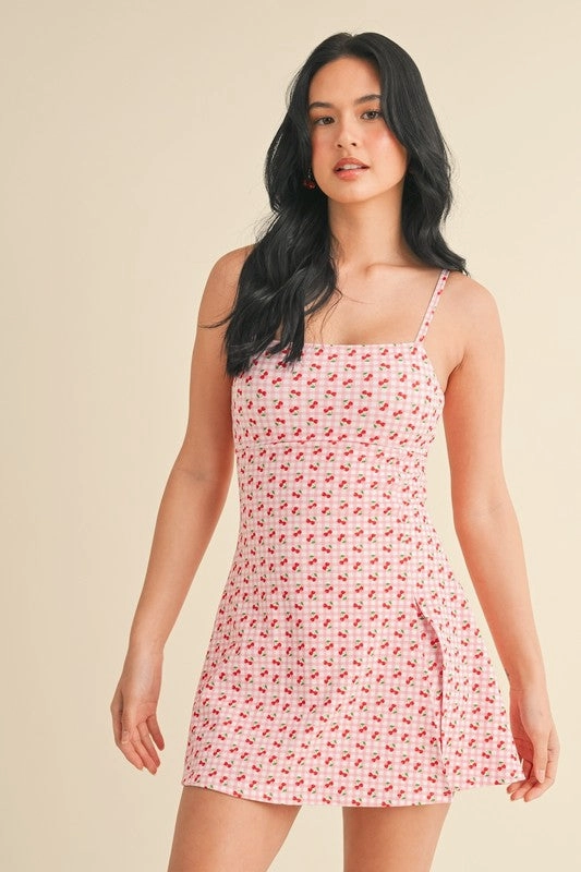 Cherry Print Courtside A-Line Mini Dress