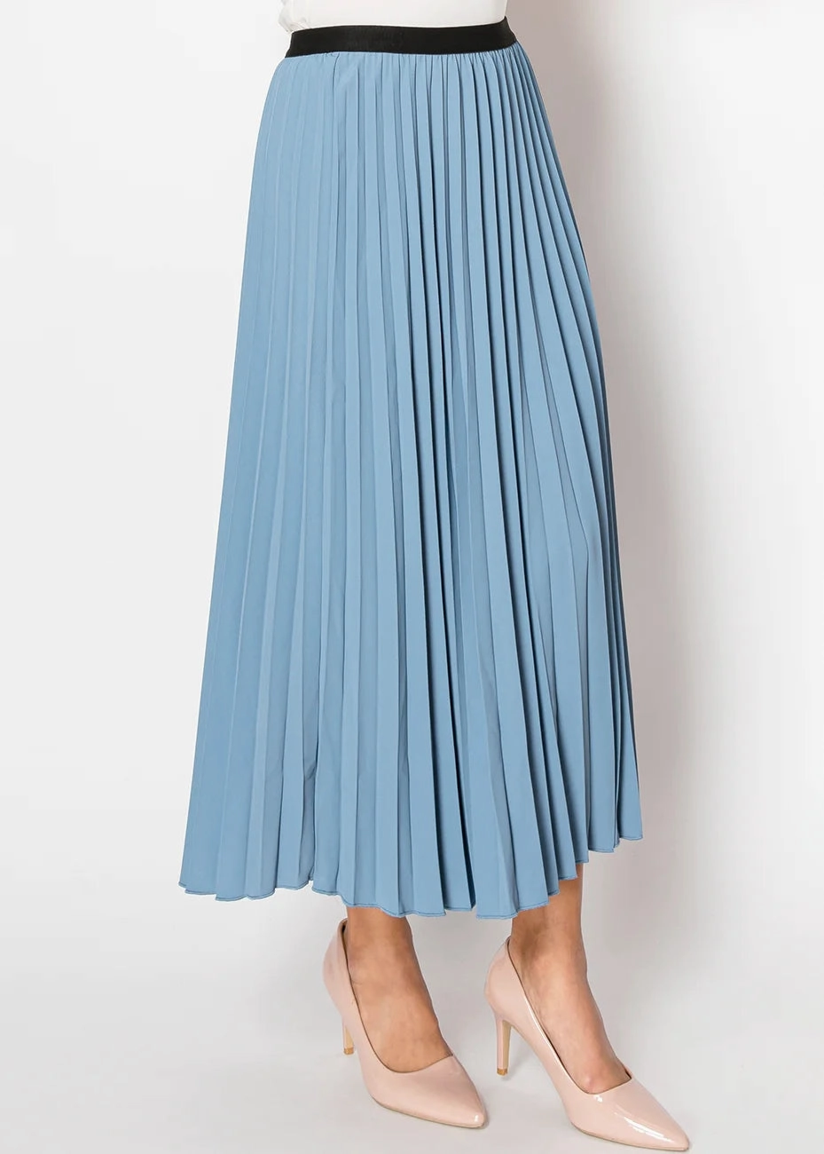 Chic Sky Blue A-Line Skirt