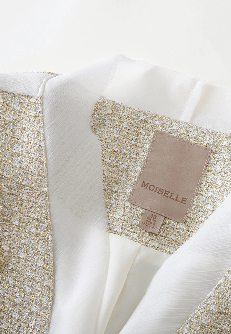 Chiffon-trim Double-breasted Jacket