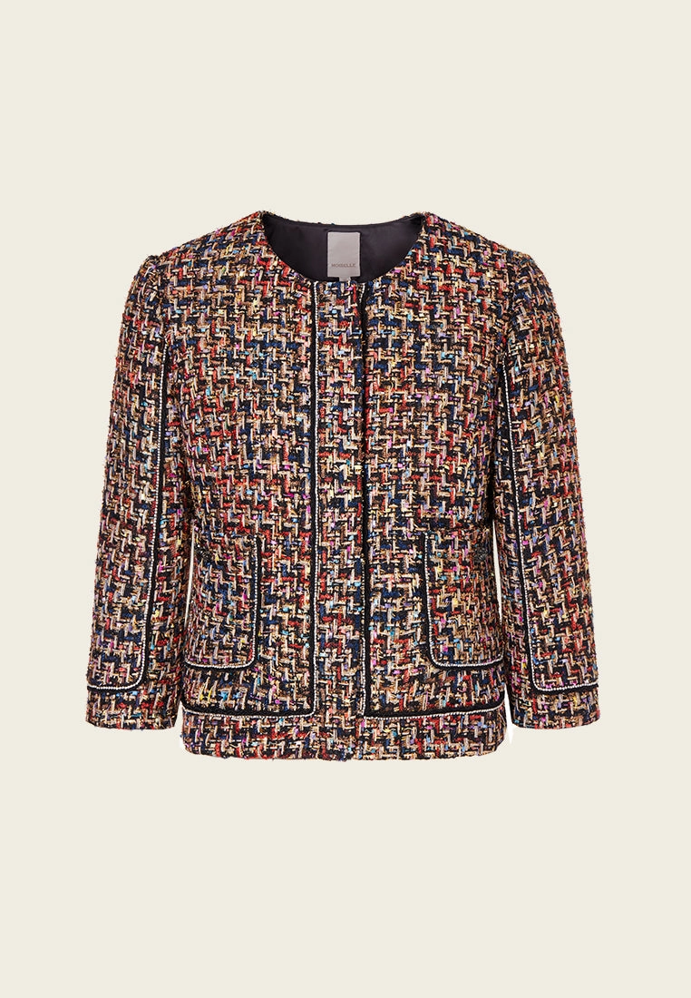 Chunky Woven Patch-pocket Tweed Jacket