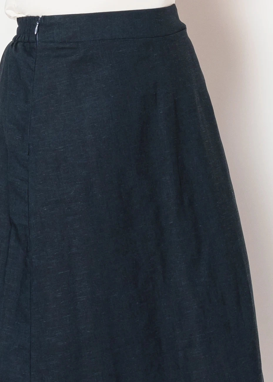 Classic Navy Linen Skirt