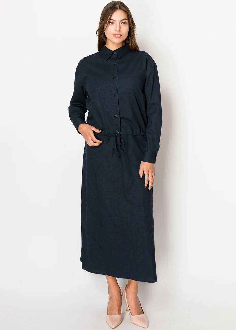 Classic Navy Linen Skirt