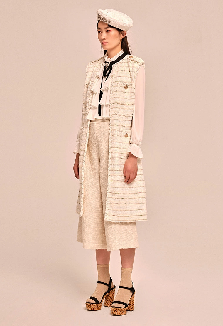 Classic striped tweed vest coat