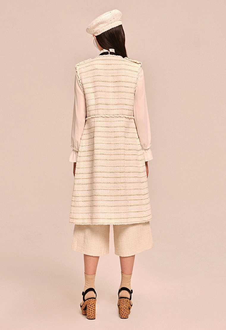 Classic striped tweed vest coat