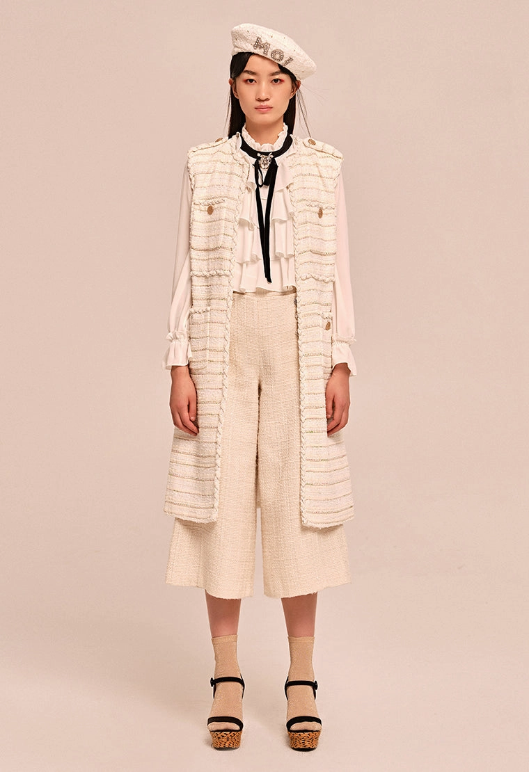 Classic striped tweed vest coat