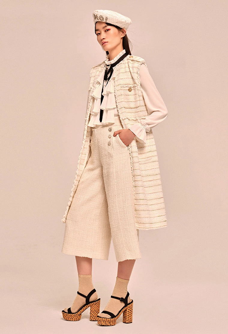Classic striped tweed vest coat