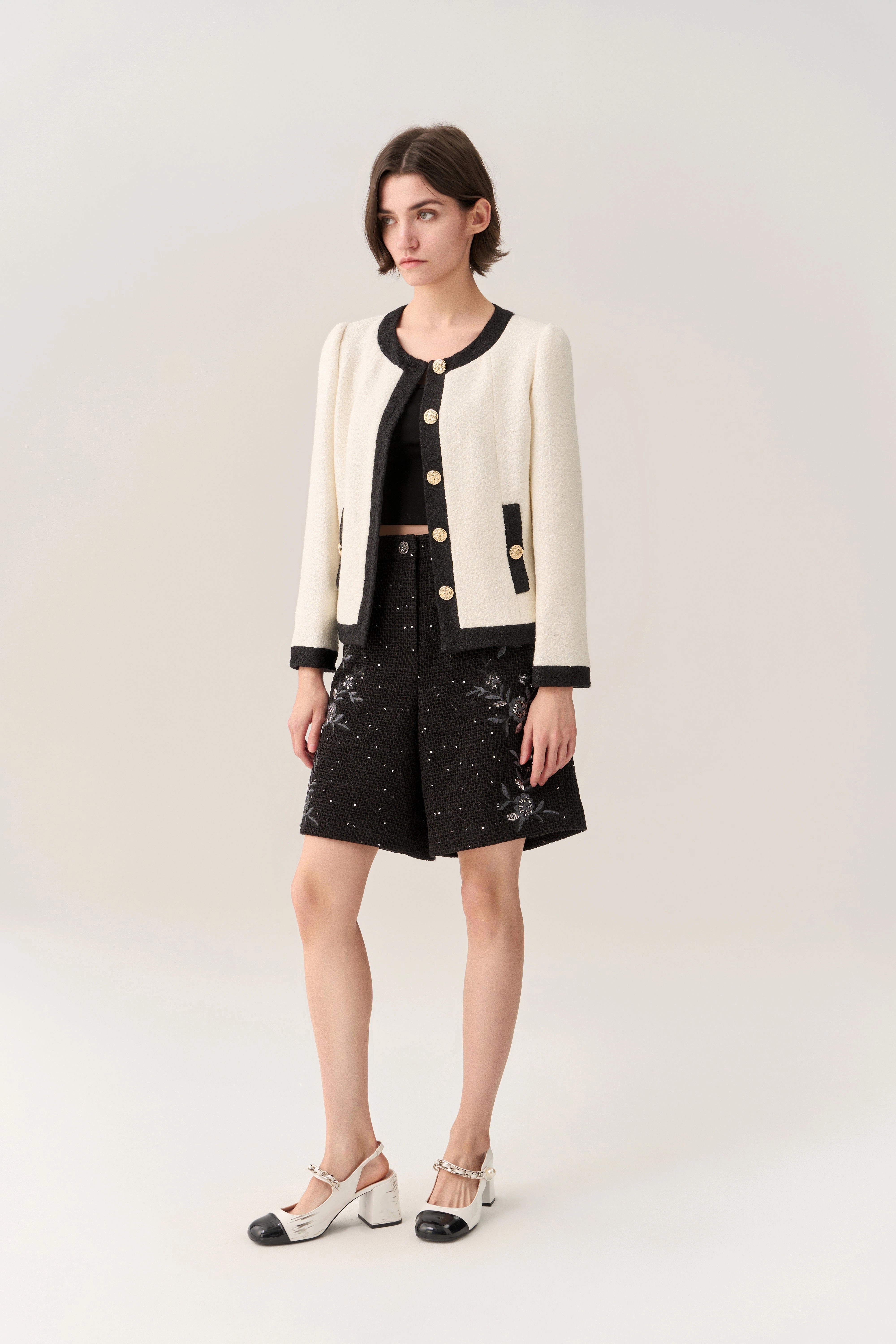 Classy Contrast Tweed Jacket