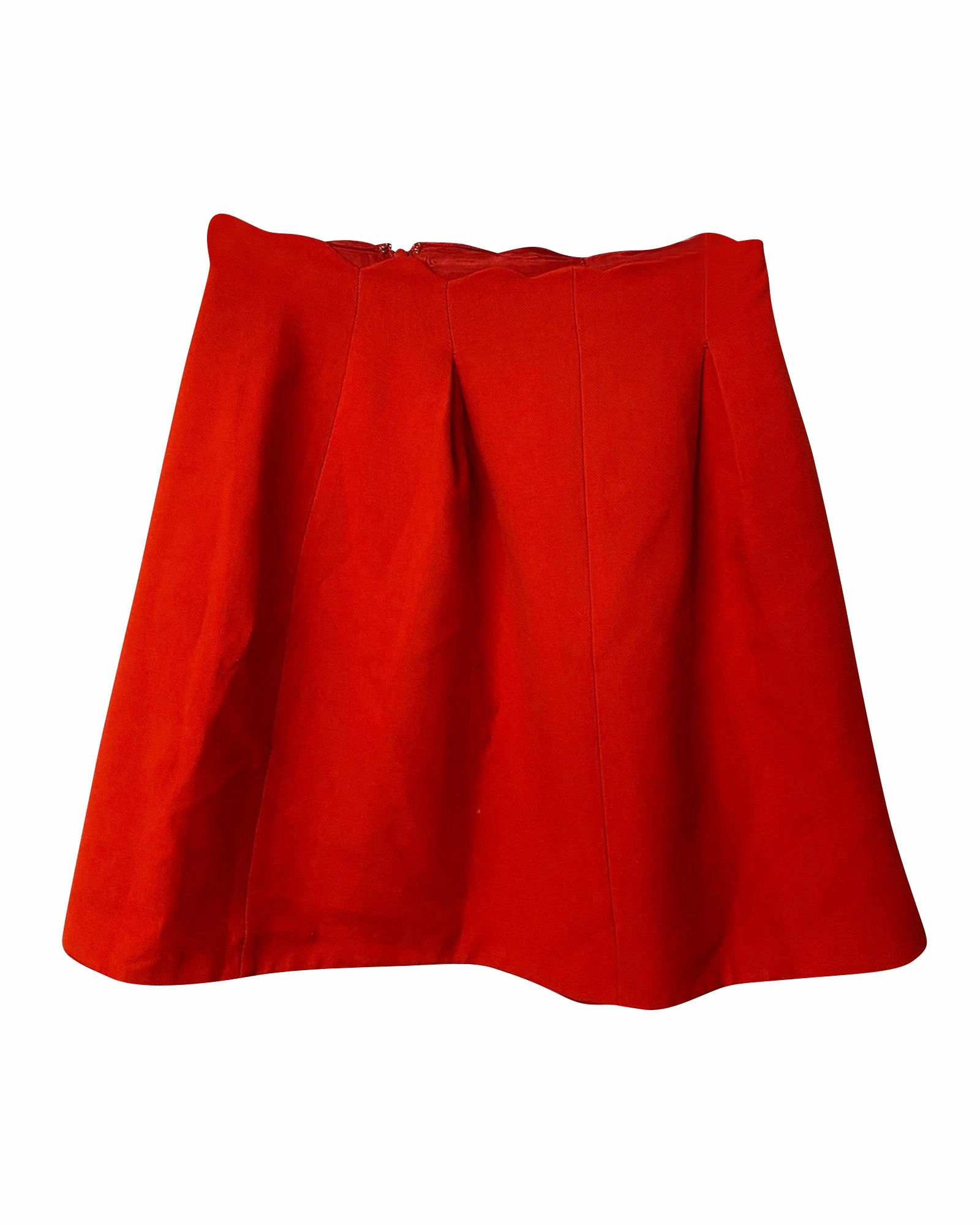 Claudie Pierlot Scalloped Skirt in Red Viscose