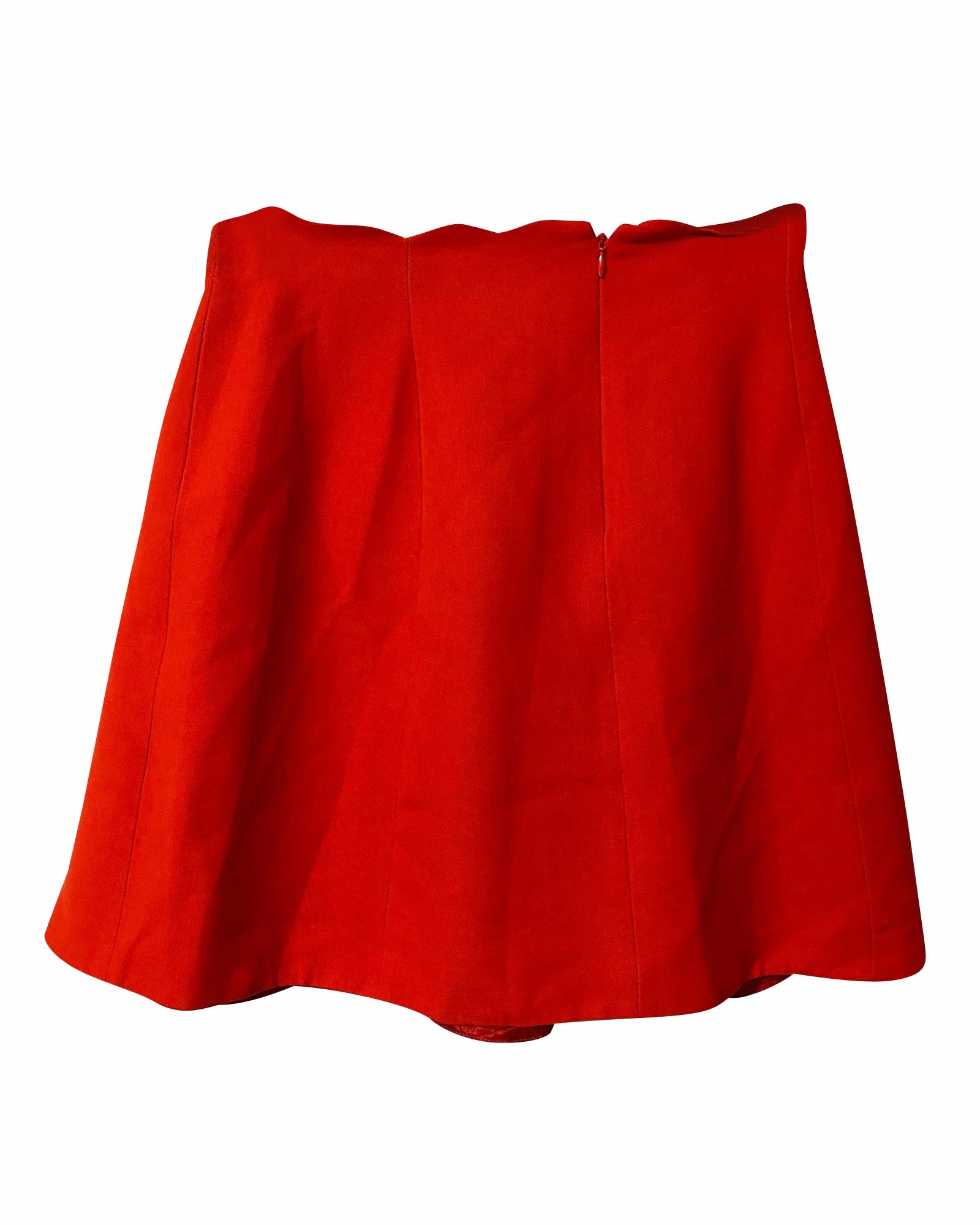Claudie Pierlot Scalloped Skirt in Red Viscose