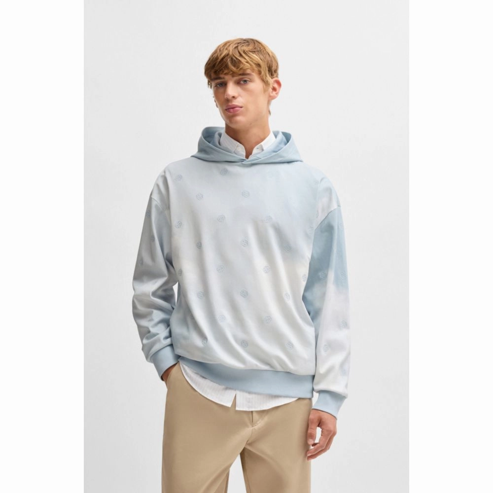 Cloud-artwork hoodie with Double B monograms