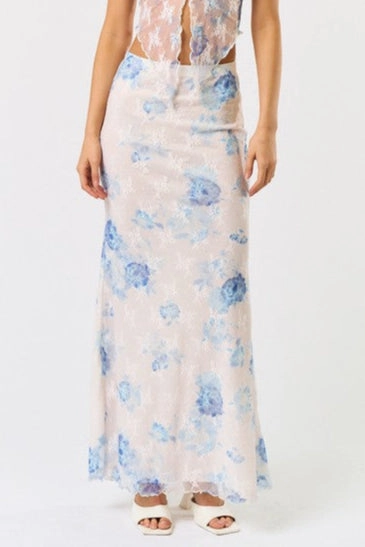 Coastal Lace Floral Maxi Skirt