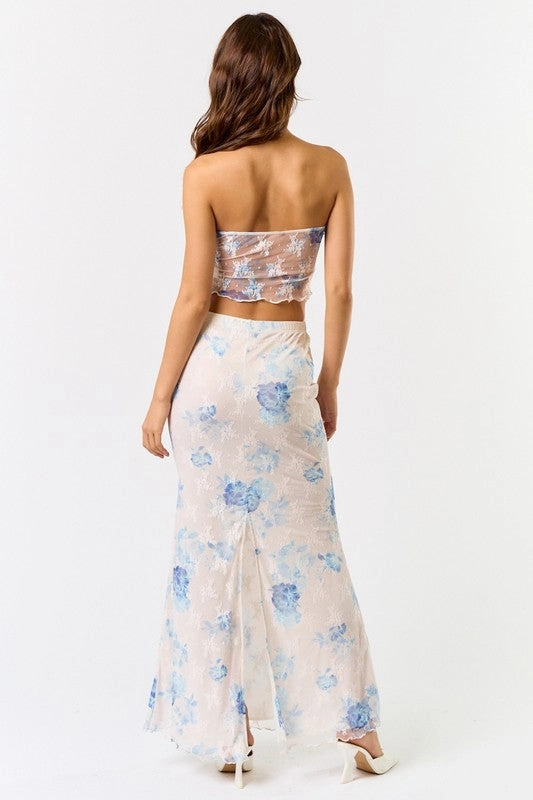 Coastal Lace Floral Maxi Skirt