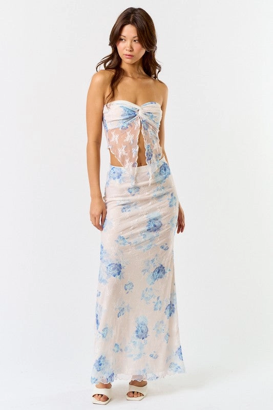 Coastal Lace Floral Maxi Skirt