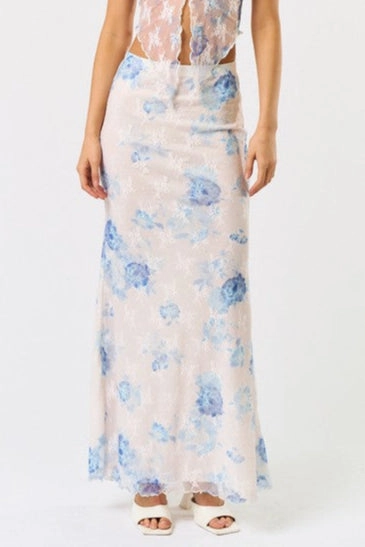 Coastal Lace Floral Maxi Skirt