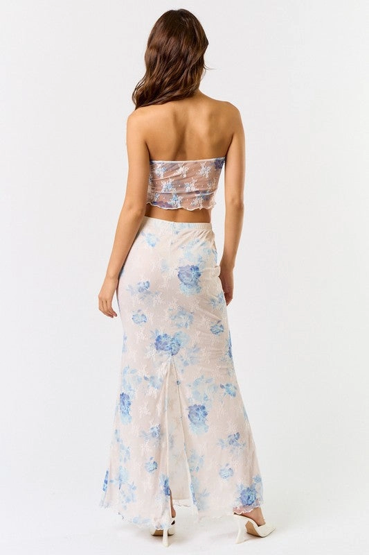 Coastal Lace Floral Maxi Skirt
