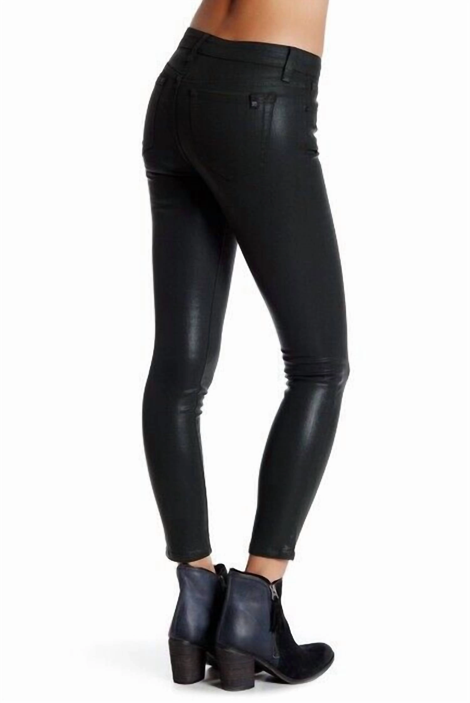 Coated Mid-Rise Skinny Ankle Jeans In Black
