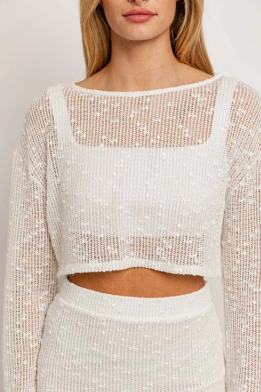 Cocoa Island Long Sleeve Crop Top - Extra Small