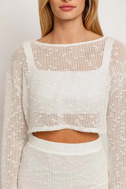 Cocoa Island Long Sleeve Crop Top - Extra Small