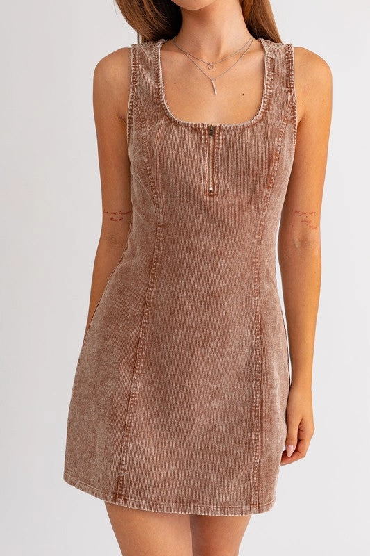 Coffee Shop Date Corduroy Mini Dress