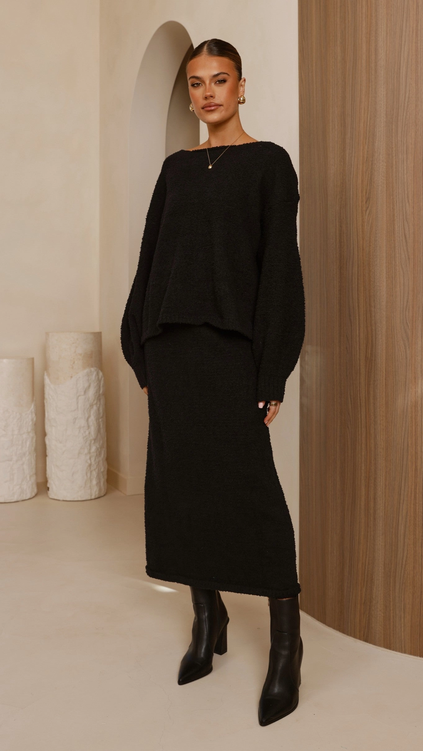 Cohen Knit Midi Skirt - Black