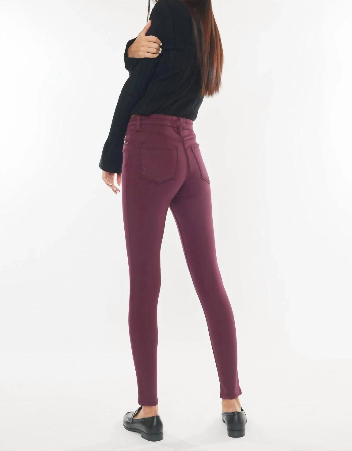 Colleen High Rise Super Skinny Jeans In Burgundy