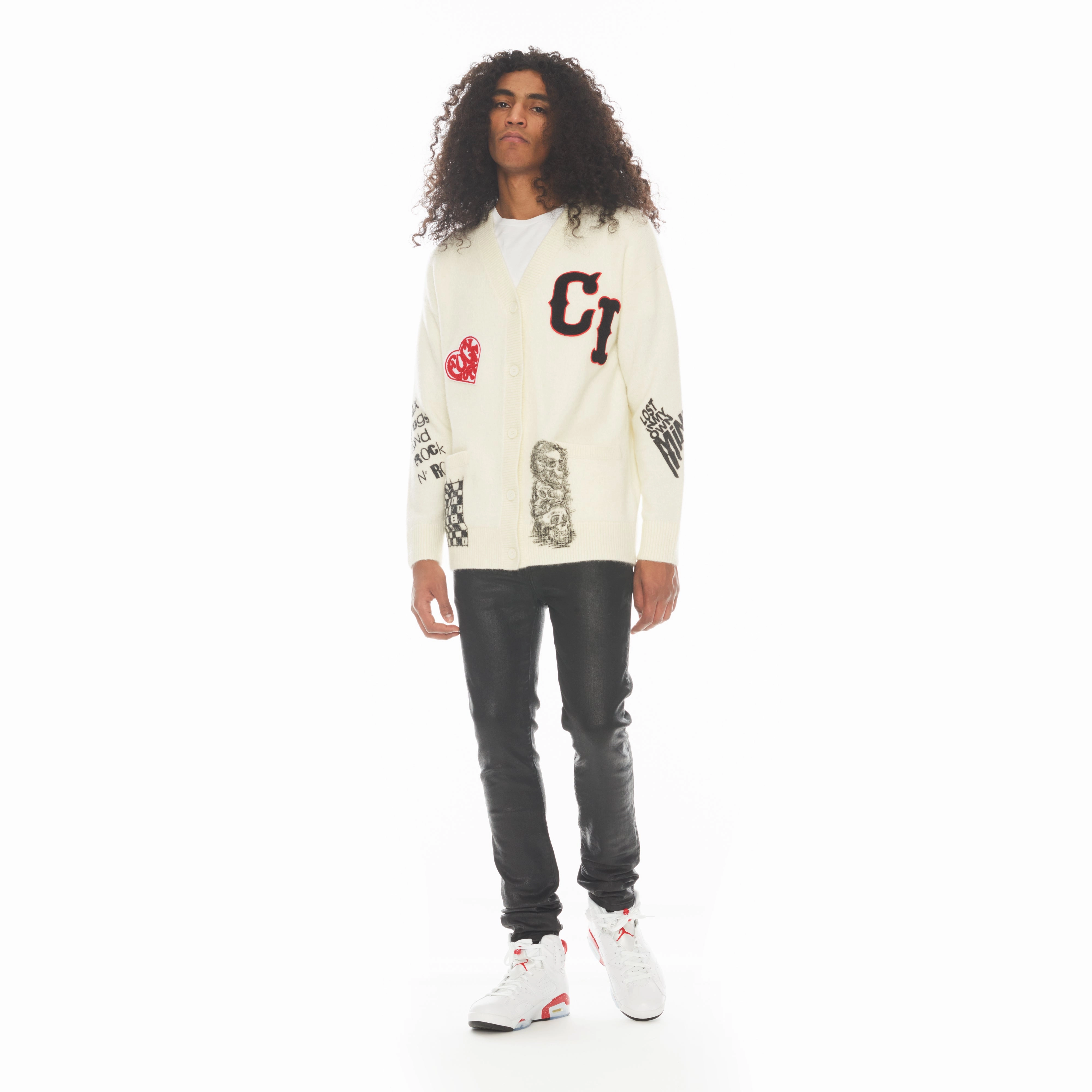 Collegiate Cardigan Sweater In Winter White