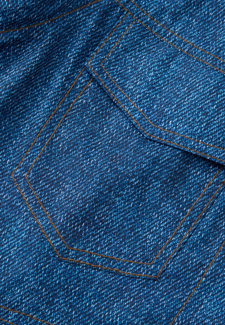 Concealed-button Denim-pattern Jacket