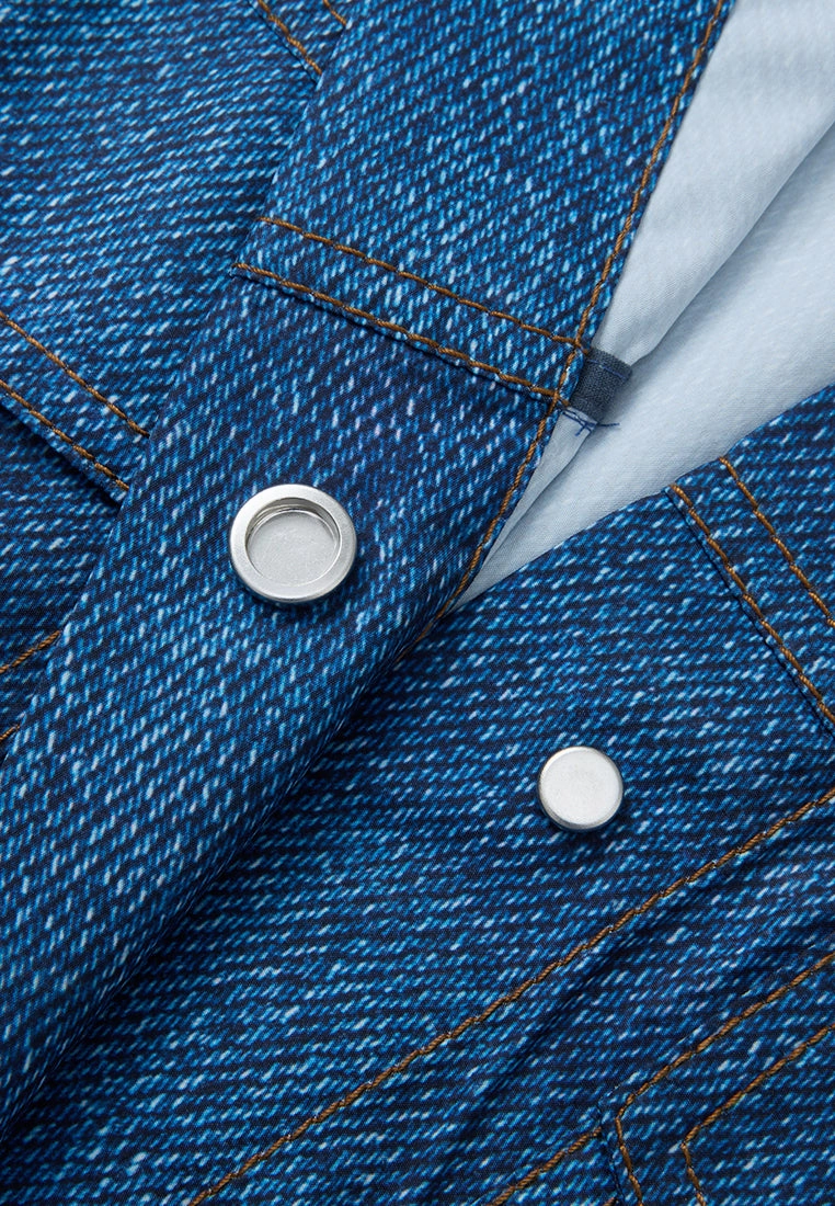 Concealed-button Denim-pattern Jacket