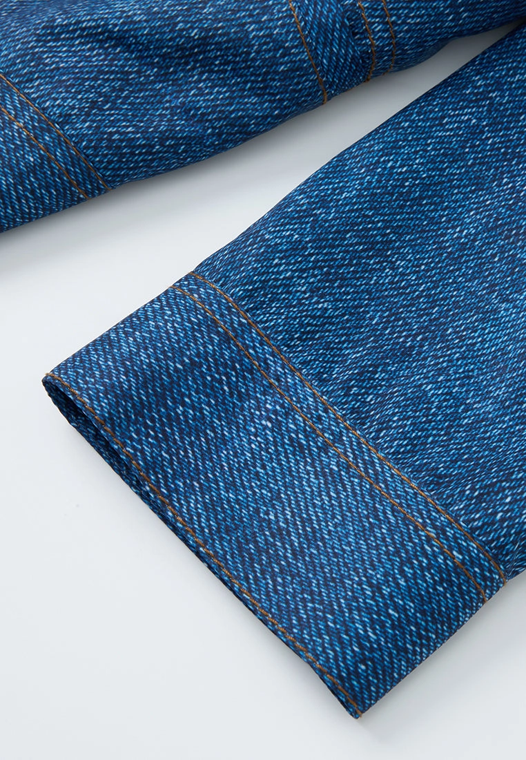 Concealed-button Denim-pattern Jacket