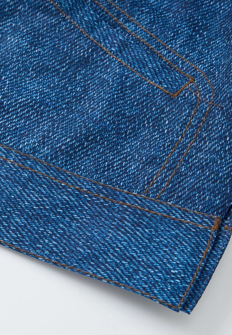 Concealed-button Denim-pattern Jacket