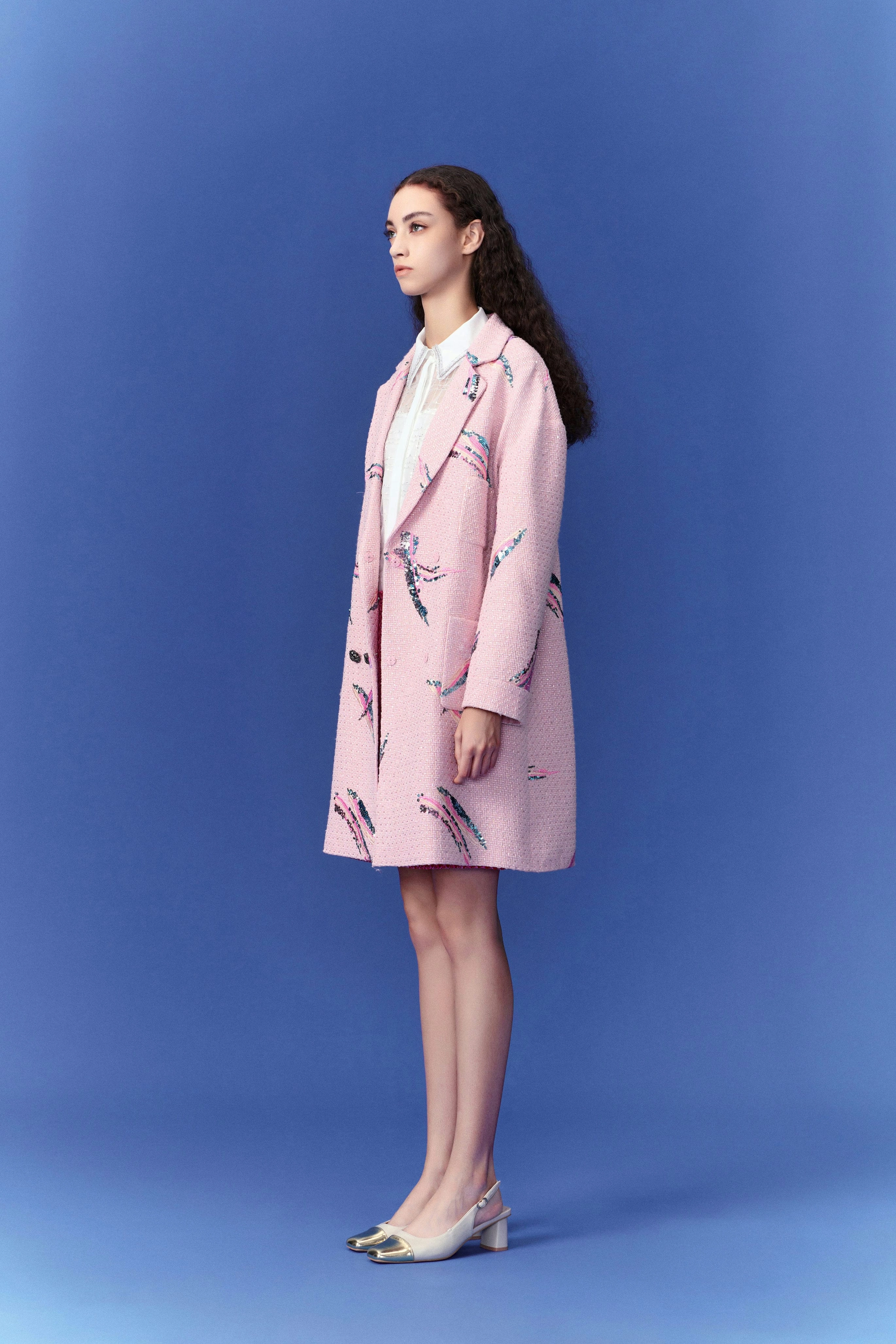 Contemporary Double-Breasted Business Women Midi Coat