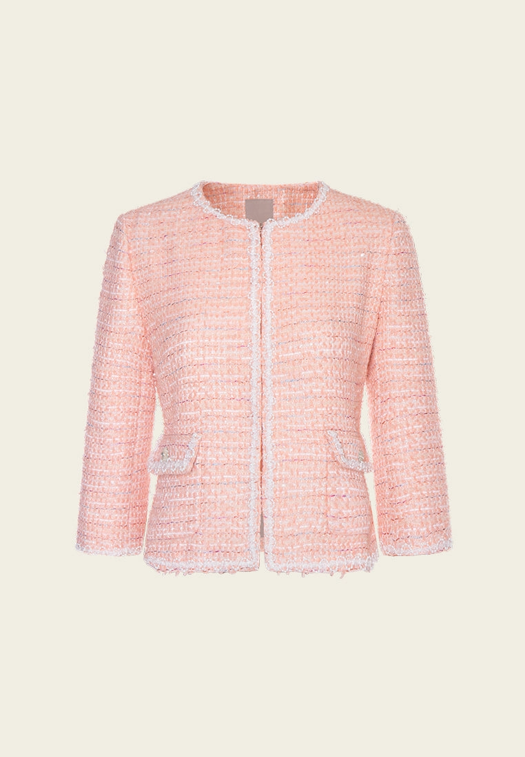 Contrasting Embellished-trim Flap-pocket Jacket