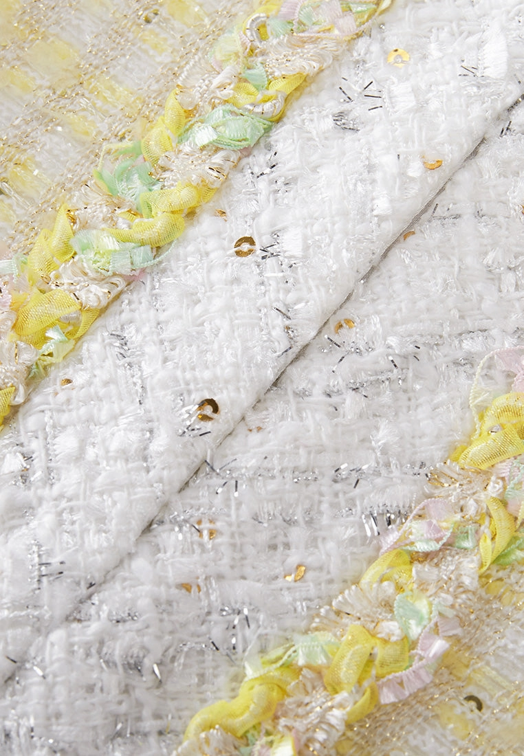 Contrasting-trim Braided-detail Sequin-detail Tweed Jacket
