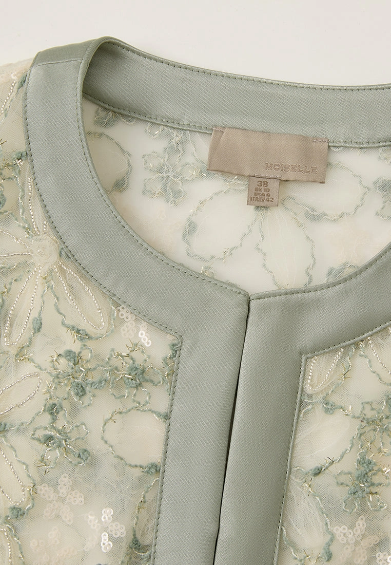 Contrasting-trim Mesh Jacket