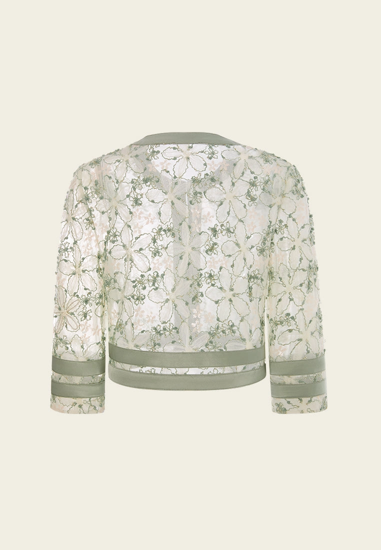 Contrasting-trim Mesh Jacket