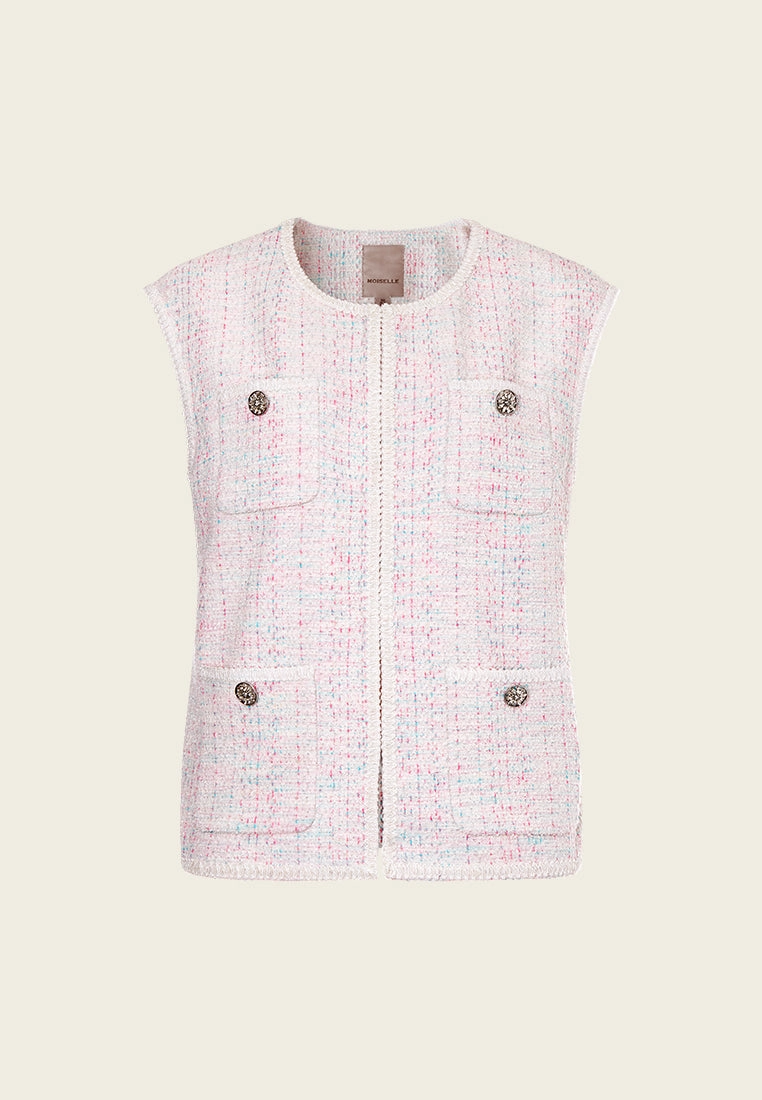 Cotton Candy Stretch Tweed Vest