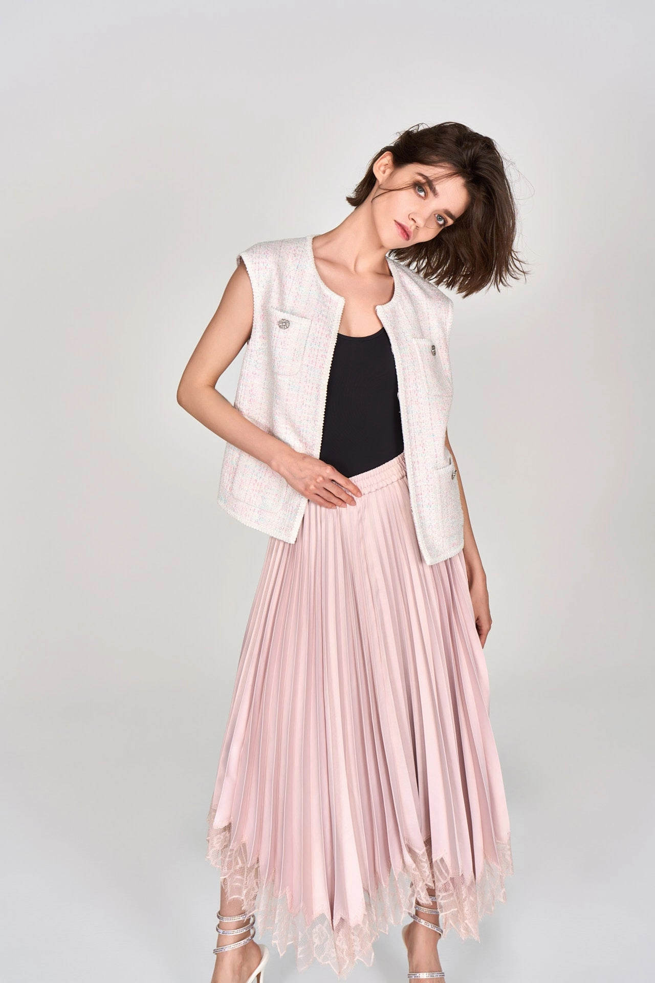 Cotton Candy Stretch Tweed Vest