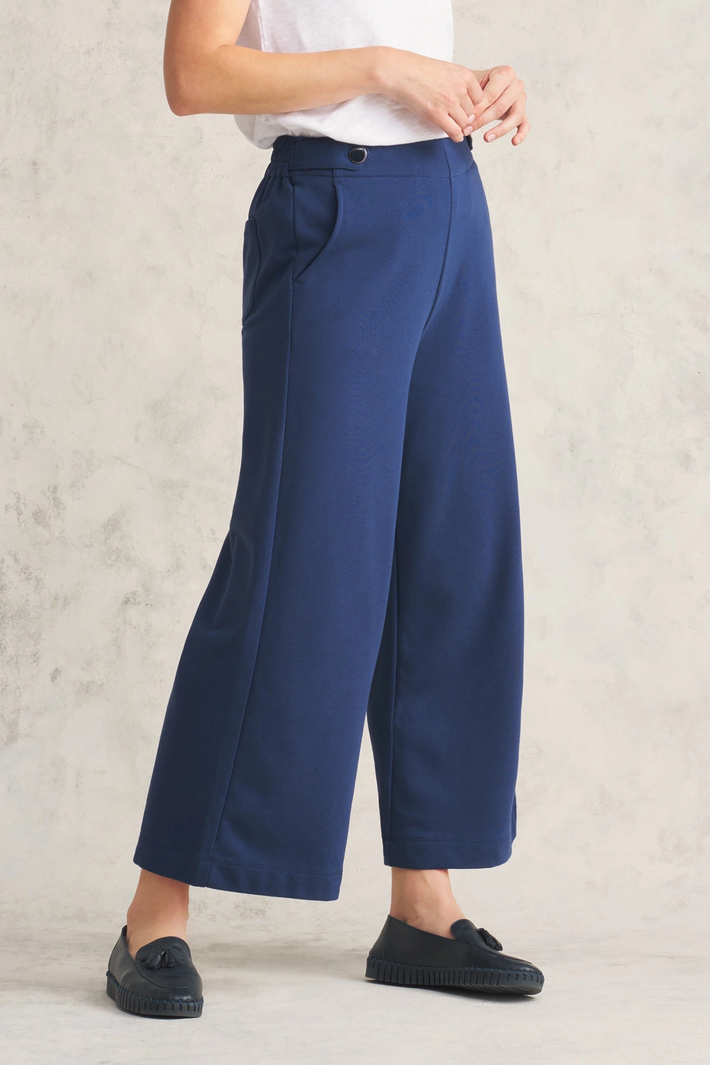 Cotton Culotte Track Pant - Deep Cobalt