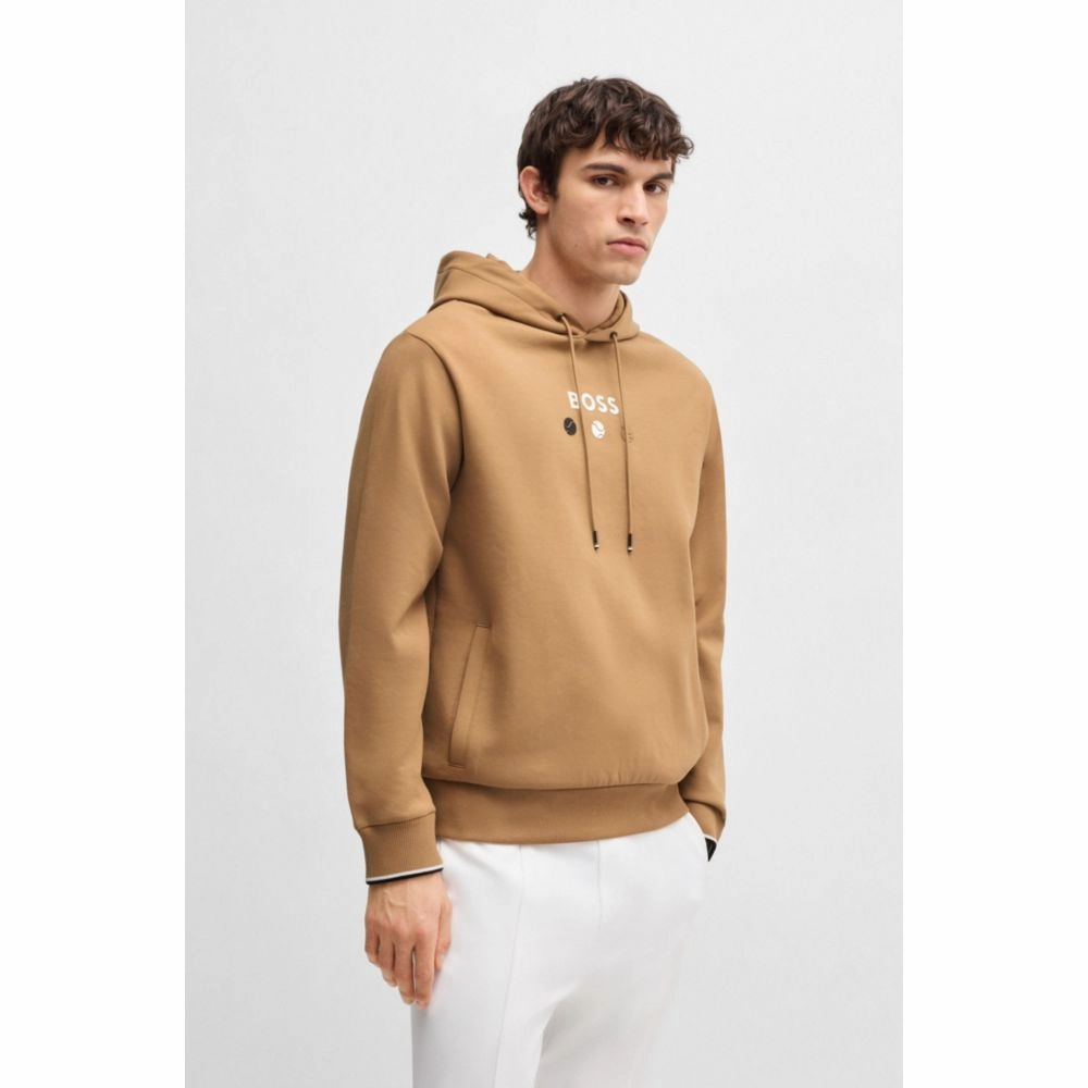 Cotton hoodie with tennis artwork