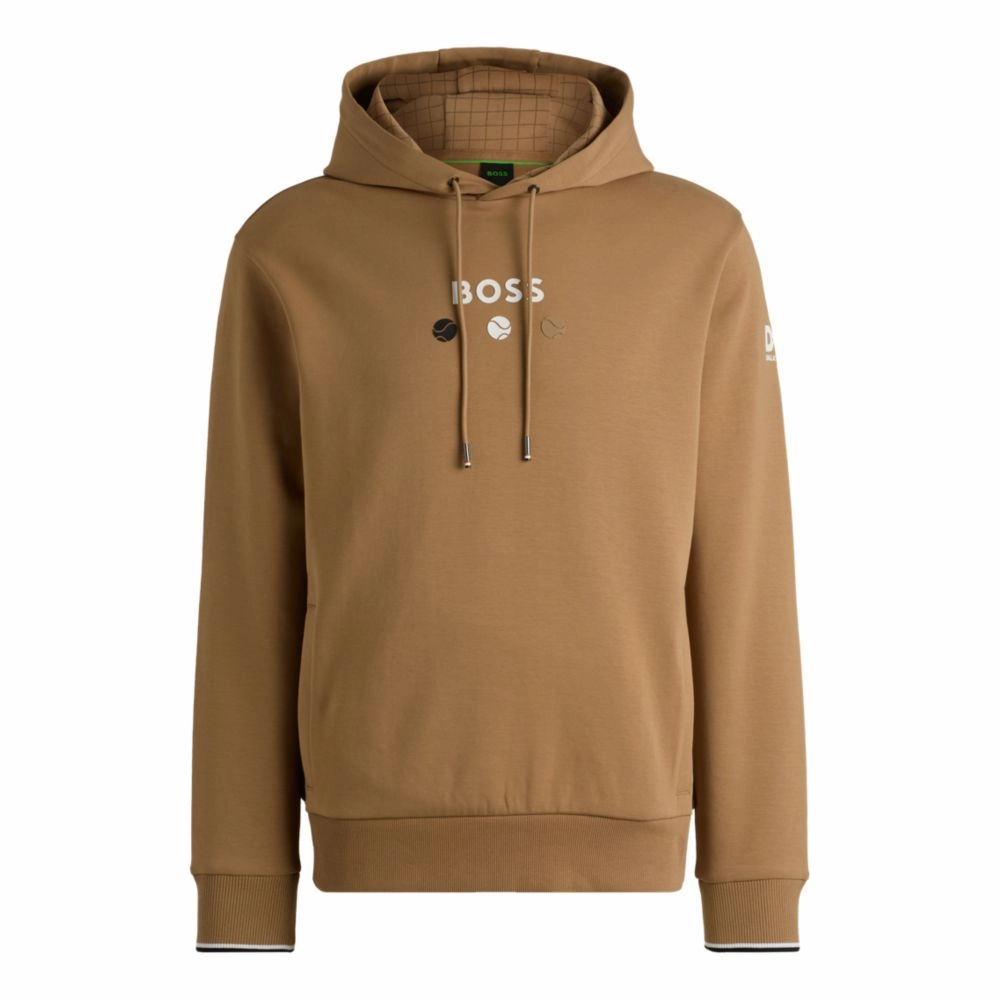 Cotton hoodie with tennis artwork