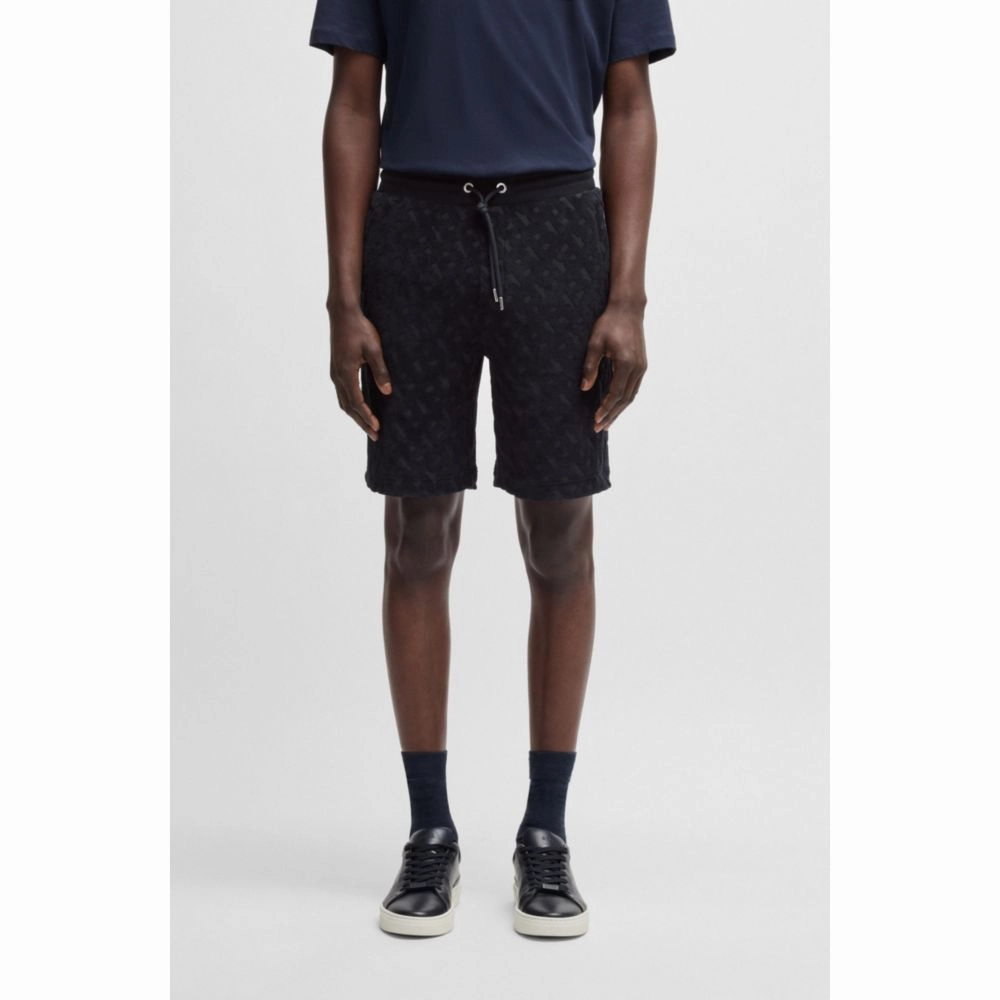 Cotton shorts with all-over monogram jacquard