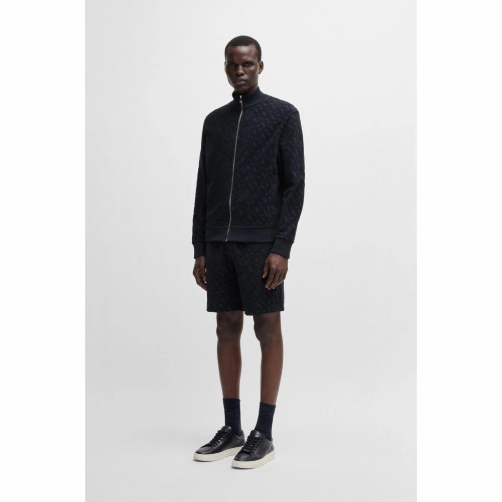 Cotton shorts with all-over monogram jacquard
